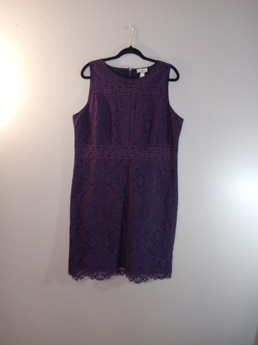 LOFT Purple Lace Sleeveless Shift Dress